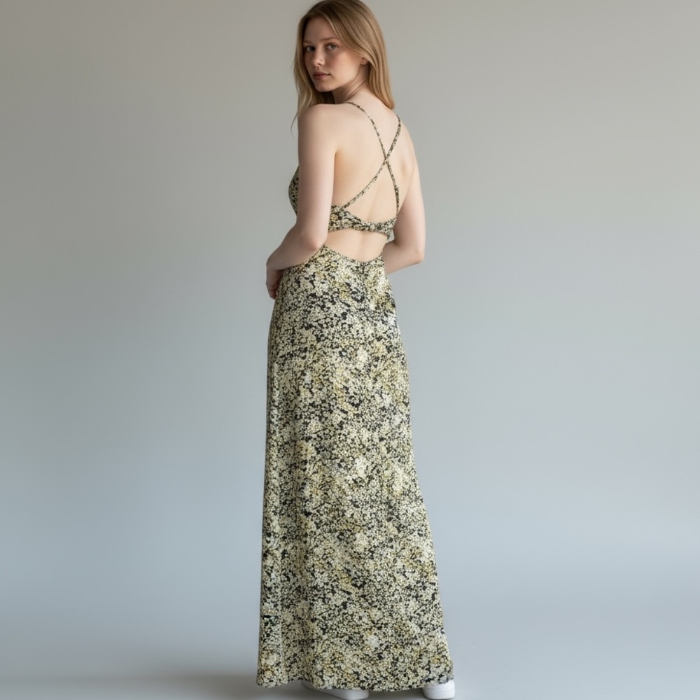 Petal and Pup Floral Maxi Dress - Yellow and Black Size 6